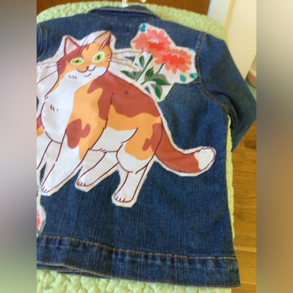 Upcycled denim jacket size children 16 - Picture 1 of 11